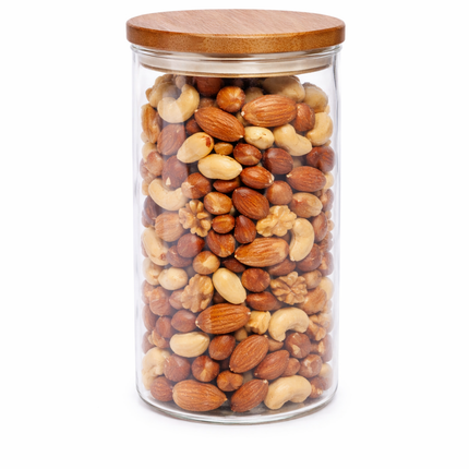 Bocal de rangement en verre avec couvercle en bambou – 950 ml