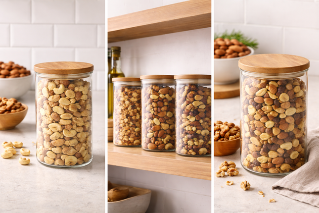 Glass storage container with bamboo lid – 950 ml